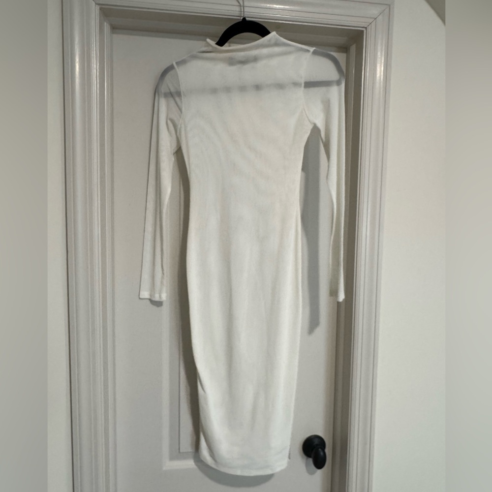 Sheer white naked wardrobe long sleeve mini dress size small